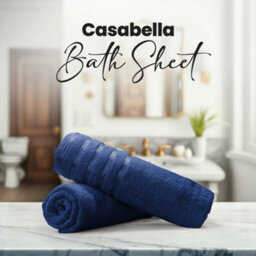 Casabella Bath Sheets 2 Pack Jumbo Bathsheet 90X180 Cm 100% Cotton Towels Quick Dry Super Soft Highly Absorbent Royal - thumbnail 6