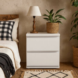 Wyld Haus Budapest White Wood Bedside Table With 2 Drawers, 400X500X495mm - thumbnail 2