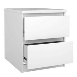 Wyld Haus Budapest White Wood Bedside Table With 2 Drawers, 400X500X495mm - thumbnail 5