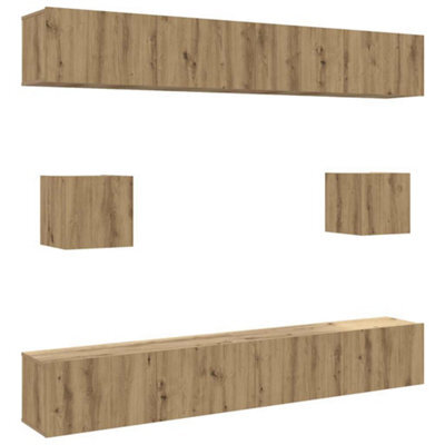Berkfield Classic 6 Piece Tv Cabinet Set Wall-Mounted Artisan Oak Engineered Wood