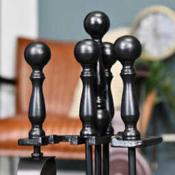 Fire30 22 Inch Black Rectangular Base 5 Piece Companion Set Fireplace Tools Stand With Poker Brush Shovel Tongs - thumbnail 5