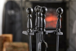 Fire30 22 Inch Black Rectangular Base 5 Piece Companion Set Fireplace Tools Stand With Poker Brush Shovel Tongs - thumbnail 2