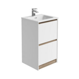 Plum&clay Norton White & Oak Freestanding Vanity Unit & Basin Set Bathroom Furniture (W)500mm (H)855mm