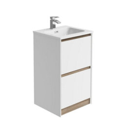 Plum&clay Norton White & Oak Freestanding Vanity Unit & Basin Set Bathroom Furniture (W)500mm (H)855mm - thumbnail 2