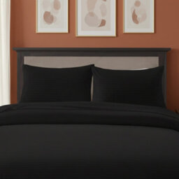 Microfibre Soft Touch Satin Stripe Housewife Pillowcase Pair Black