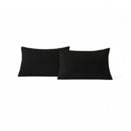 Microfibre Soft Touch Satin Stripe Housewife Pillowcase Pair Black - thumbnail 3