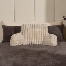 OHS Reading Cushion Faux Fur Fleece Heatable Lumbar Pillow, Natural - One Size - thumbnail 2