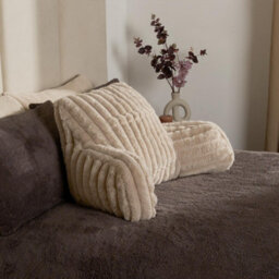 OHS Reading Cushion Faux Fur Fleece Heatable Lumbar Pillow, Natural - One Size - thumbnail 1