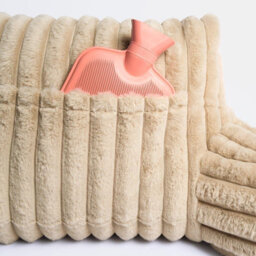OHS Reading Cushion Faux Fur Fleece Heatable Lumbar Pillow, Natural - One Size - thumbnail 8