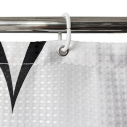 Neel Blue Shower Curtain With Hooks, White & Black, 180Cm X 200Cm - thumbnail 6