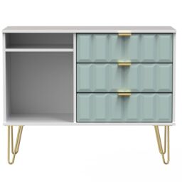 Cube Ready Assembled Matt Duck Egg & White Tv Furniture Stand With 2 Shelves & 3 Drawers, (H)97Cm X (W)74Cm X (D)39.5Cm - thumbnail 2
