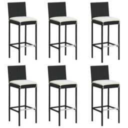 Berkfield 7 Piece Garden Bar Set With Cushions Poly Rattan Black - thumbnail 2