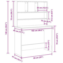 Berkfield Desk With Shelves Old Wood 102X45X148 Cm Engineered Wood - thumbnail 9