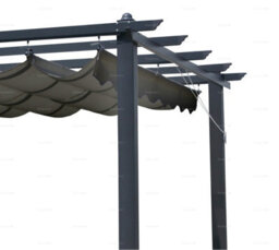 Aluminium Pergola Gazebo With Retractable Sunshade Canopy, Grey, 3.0X3.0M - thumbnail 3