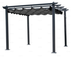 Aluminium Pergola Gazebo With Retractable Sunshade Canopy, Grey, 3.0X3.0M - thumbnail 2