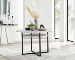 Furniturebox Uk Adley Grey Concrete Effect Storage Dining Table & 4 Navy Velvet Milan Chairs - thumbnail 2