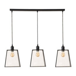 Valuelights Susie Glass Lantern Lamp Shade 3 Drop Matte Black Diner Ceiling Pendant Light - thumbnail 2
