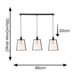 Valuelights Susie Glass Lantern Lamp Shade 3 Drop Matte Black Diner Ceiling Pendant Light - thumbnail 6