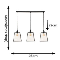 Valuelights Susie Glass Lantern Lamp Shade 3 Drop Matte Black Diner Ceiling Pendant Light - thumbnail 8