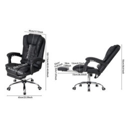 Living And Home Swivel & Height Adjustable Black Pvc Office Chair With Seven-Point Massage - thumbnail 8