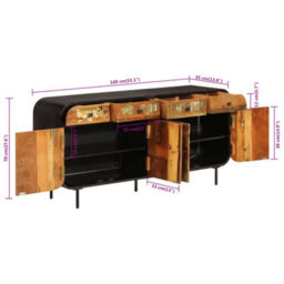 Berkfield Sideboard 140X35X70 Cm Solid Wood Reclaimed And Metal - thumbnail 8