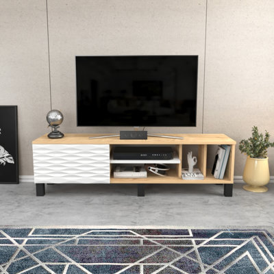 Decorotika Olyo Tv Stand Tv Unit For Tvs Up To 64 Inch Sapphire Oak And White - image 1