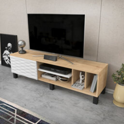 Decorotika Olyo Tv Stand Tv Unit For Tvs Up To 64 Inch Sapphire Oak And White - thumbnail 3