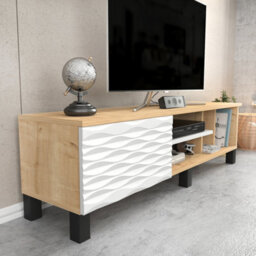 Decorotika Olyo Tv Stand Tv Unit For Tvs Up To 64 Inch Sapphire Oak And White - thumbnail 2