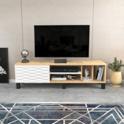 Decorotika Olyo Tv Stand Tv Unit For Tvs Up To 64 Inch Sapphire Oak And White