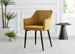 Furniturebox Imperia Black High Gloss 6 Seater Dining Table With Structural 2 Plinth Column Legs 6 Mustard Velvet Black Leg Calla Chairs - thumbnail 8