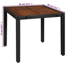 Walplus 5 Piece Outdoor Dining Set Poly Rattan And Acacia Wood Black - thumbnail 7
