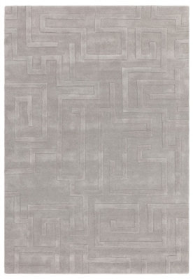 Handmade Modern Silver Abstract Wool Easy To Clean Rug For Living Room & Bedroom-120Cm X 170Cm - image 1