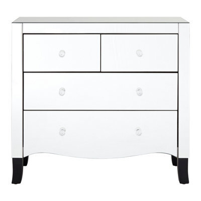 Orsina Luxurious 4 Drawer Chest, Mirrored Finish Sturdy Chest For Livingroom, Cut Glass Handles Bedroom Chest - image 1
