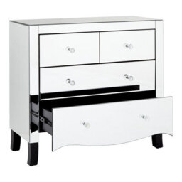 Orsina Luxurious 4 Drawer Chest, Mirrored Finish Sturdy Chest For Livingroom, Cut Glass Handles Bedroom Chest - thumbnail 5