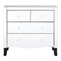 Orsina Luxurious 4 Drawer Chest, Mirrored Finish Sturdy Chest For Livingroom, Cut Glass Handles Bedroom Chest