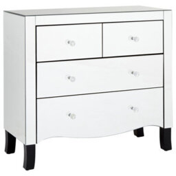 Orsina Luxurious 4 Drawer Chest, Mirrored Finish Sturdy Chest For Livingroom, Cut Glass Handles Bedroom Chest - thumbnail 2