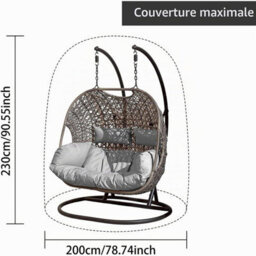 1 Pcs Outdoor Hanging Cover For Two-Person Chair, Waterproof Cover, Protective Garden Swing Chairs And Furniture - thumbnail 2