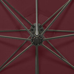 Walplus Cantilever Garden Parasol With Pole And Led Lights Bordeaux Red 300 Cm - thumbnail 8