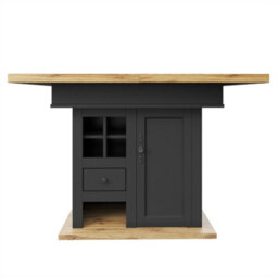 Abrihome Extending Kitchen Table With Wine Storage(110-140X80Cm), Foldable Design With Drawers, For Compact Dining Spaces, Black - thumbnail 8