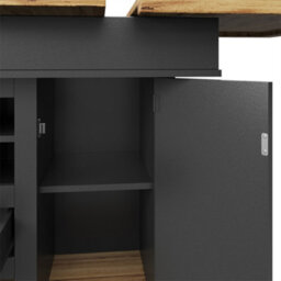 Abrihome Extending Kitchen Table With Wine Storage(110-140X80Cm), Foldable Design With Drawers, For Compact Dining Spaces, Black - thumbnail 9