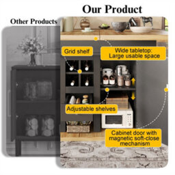 Abrihome Extending Kitchen Table With Wine Storage(110-140X80Cm), Foldable Design With Drawers, For Compact Dining Spaces, Black - thumbnail 4