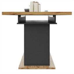 Abrihome Extending Kitchen Table With Wine Storage(110-140X80Cm), Foldable Design With Drawers, For Compact Dining Spaces, Black - thumbnail 5