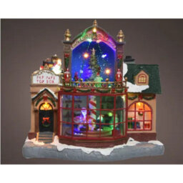 Kaemingk Led Christmas Toy Shop Scene Polyresin Indoor Decoration L.19Cm W.30.5Cm H.28.5Cm - thumbnail 1