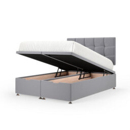 Bedmaster Silver Plush Velvet Ottoman Divan Base And Square Headboard Double