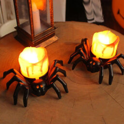 Thehotsale 12Pcs Halloween Orange Spider Led Candles