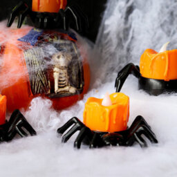 Thehotsale 12Pcs Halloween Orange Spider Led Candles - thumbnail 2