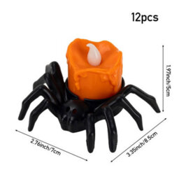 Thehotsale 12Pcs Halloween Orange Spider Led Candles - thumbnail 8