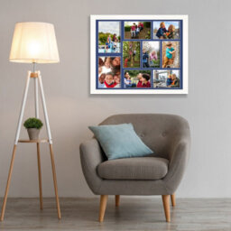 AK Frames 20X16 White Sleek Multi Photo Frame With Blue Mount - Holds 9 Apertures (2X) 7X5, (7X) 6X4 Photos - thumbnail 3