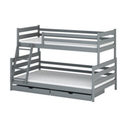 Arte Fami Grey Matt Wooden Bunk Bed With Drawers - Foam/bonnell Mattresses - 90 X 200 Cm & 120 X 200 Cm - thumbnail 5