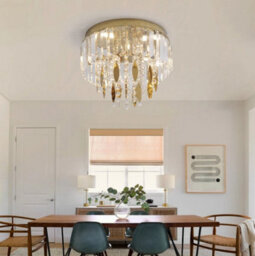 Crystal Led Ceiling Light Gold Chandelier 3 Color Lights 30X24Cm - thumbnail 6